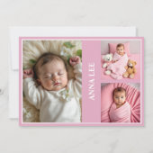 Elegant doopsel Fotocollage Dusty Pink Bedankkaart (Achterkant)