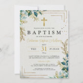 Elegant doopsel goud & groen doop kaart (Voorkant)
