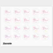 elegant DOOPSEL of BAPTISM roze gouden kruis Ronde Sticker (Vel)