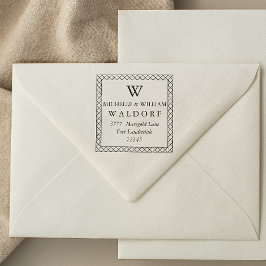 Elegant doorgehaald lijst Monogram Retouradres Zelfinktende Stempel