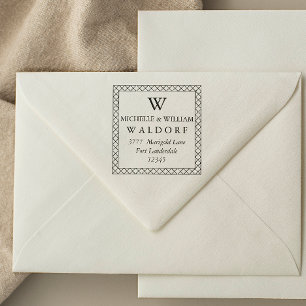 Elegant doorgehaald lijst Monogram Retouradres Zelfinktende Stempel