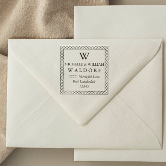 Elegant doorgehaald lijst Monogram Retouradres Zelfinktende Stempel