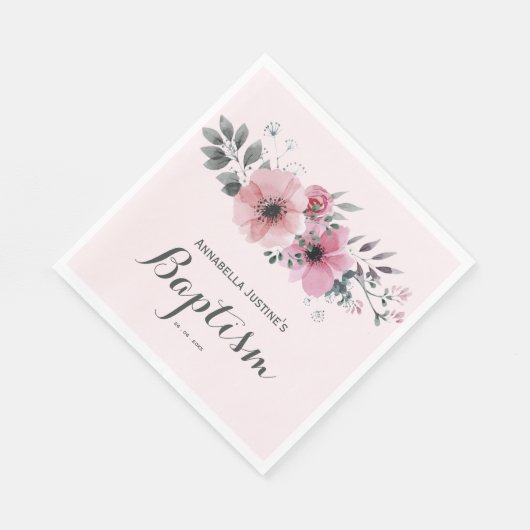 Elegant Dopen Roze Bloemen Servet (Hoek)