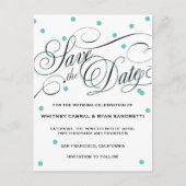 Elegant Dot Blue Save the Date Aankondigingskaart (Voorkant)