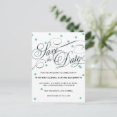 Elegant Dot Blue Save the Date Aankondigingskaart (Staand voorkant)
