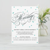 Elegant Dot Blue Wedding Invitation Kaart (Staand voorkant)