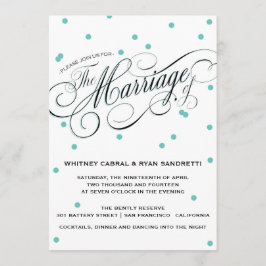 Elegant Dot Blue Wedding Invitation Kaart