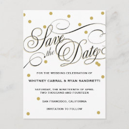 Elegant Dot Gold Save the Date Aankondigingskaart