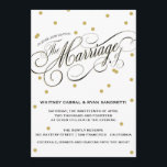 Elegant Dot Gold Wedding Uitnodiging<br><div class="desc">Festive en stijlvol; deze moderne kische uitnodiging is voorzien van Gold stippen en een luchtscriptlettertype in Black en Gold dat pure romance oproept. Het aanpassen sparen-de-Datum en de kaart van de Reactie zijn ook beschikbaar. Voeg een trouwstempel van Envelopments uit ons uitgebreide postale collectie toe om perfect bij uw uitnodiging...</div>