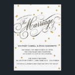 Elegant Dot Gold Wedding Uitnodiging<br><div class="desc">Festive en stijlvol; deze moderne kische uitnodiging is voorzien van Gold stippen en een luchtscriptlettertype in Black en Gold dat pure romance oproept. Het aanpassen sparen-de-Datum en de kaart van de Reactie zijn ook beschikbaar. Voeg een trouwstempel van Envelopments uit ons uitgebreide postale collectie toe om perfect bij uw uitnodiging...</div>