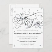 Elegant Dot Silver Save the Date Aankondigingskaart (Voorkant / Achterkant)