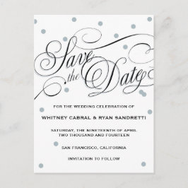 Elegant Dot Silver Save the Date Aankondigingskaart