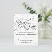 Elegant Dot Silver Save the Date Aankondigingskaart (Staand voorkant)