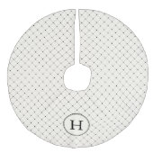 Elegant Dotted Diamond Monogram Imitatie Linnen Kerstboom Kleed (Voorkant)