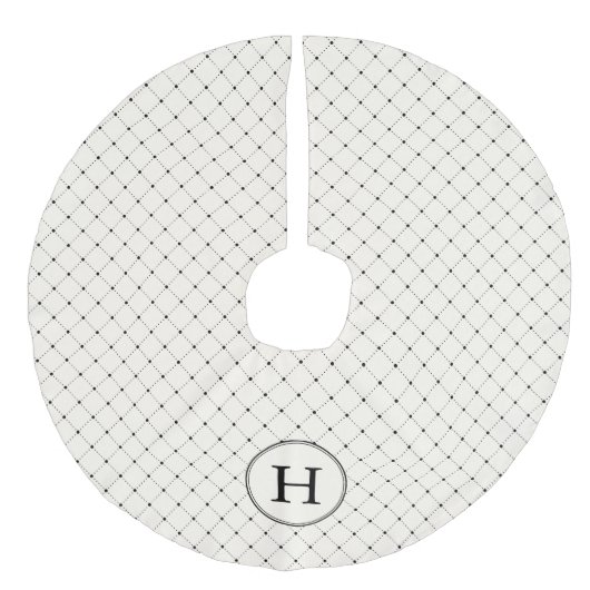 Elegant Dotted Diamond Monogram Imitatie Linnen Kerstboom Kleed (Voorkant)