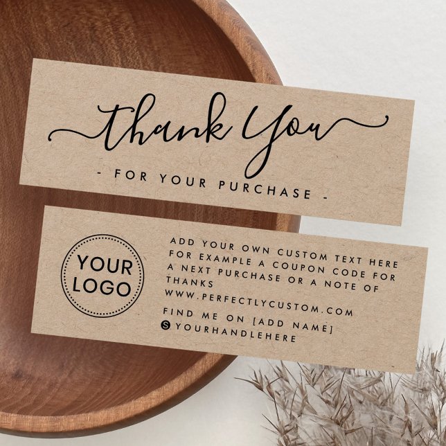 Elegant douane logo Kraft bedankt dat je kaart heb (Elegant custom logo Kraft thank you insert card)