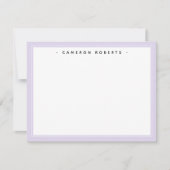 Elegant douanenaam note card light paarse grens bedankkaart (Voorkant)