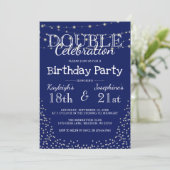 Elegant Double Celebration Birthday Party Kaart (Staand voorkant)