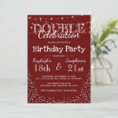 Elegant Double Celebration Birthday Party Kaart (Staand voorkant)