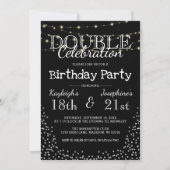 Elegant Double Celebration Birthday Party Kaart (Voorkant)