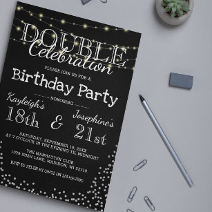 Elegant Double Celebration Birthday Party Kaart