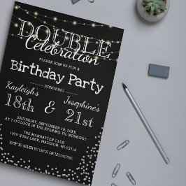 Elegant Double Celebration Birthday Party Kaart