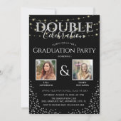 Elegant Double Celebration Graduation Party Kaart (Voorkant)