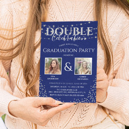 Elegant Double Celebration Graduation Party Kaart
