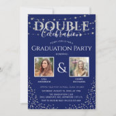 Elegant Double Celebration Graduation Party Kaart (Voorkant)