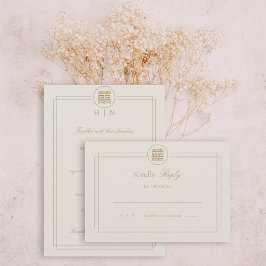 Elegant Double Happiness Champagne Modern Chinees RSVP Kaartje