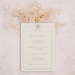 Elegant Double Happiness Champagne Modern Wedding Kaart