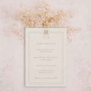 Elegant Double Happiness Champagne Modern Wedding Kaart