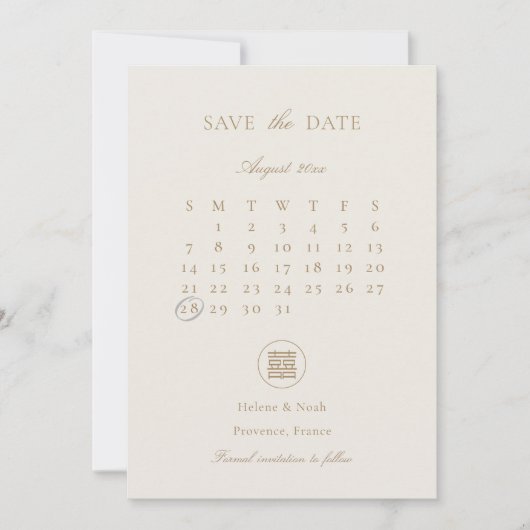 Elegant Double Happiness Champagne Modern Wedding Save The Date (Voorkant)