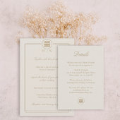 Elegant Double Happiness Champagne Wedding Detail Informatiekaartje