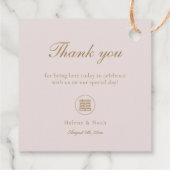 Elegant Double Happiness Pink Modern Asian Wedding Bedankjes Labels (Achterkant)