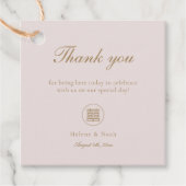 Elegant Double Happiness Pink Modern Asian Wedding Bedankjes Labels (Voorkant)