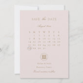 Elegant Double Happiness Pink Modern Asian Wedding Save The Date (Voorkant)