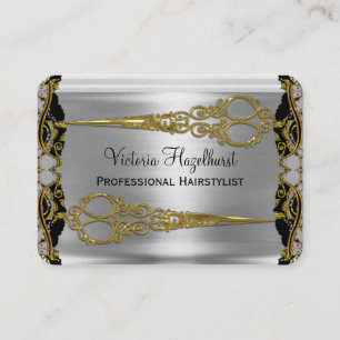 Elegant Double Scissors French Shadow Haarstylist Visitekaartje