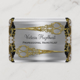 Elegant Double Scissors French Shadow Haarstylist Visitekaartje