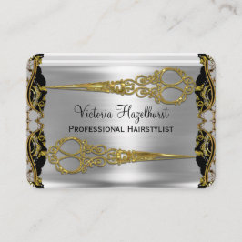 Elegant Double Scissors French Shadow Haarstylist Visitekaartje