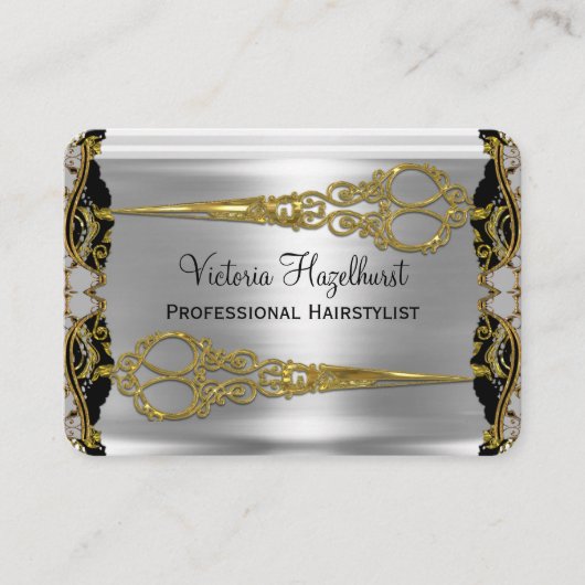Elegant Double Scissors French Shadow Haarstylist Visitekaartje (Voorkant)