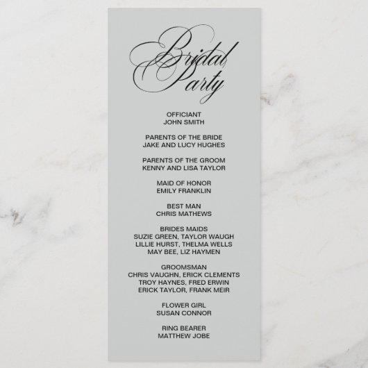 Elegant double side program card programmakaart (Achterkant)