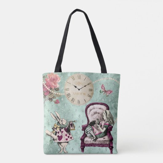 Elegant Double Sided Alice in Wonderland Tote Bag (Achterkant)
