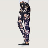 Elegant Dove and Flowers in Dark Background Leggings (Links)