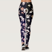 Elegant Dove and Flowers in Dark Background Leggings (Achterkant)