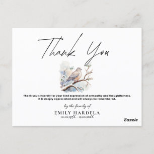 Elegant Dove Funeral Eenvoudig Script Bedankt Card Briefkaart