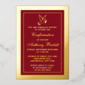 Elegant Dove Heilige Communie of Bevestiging Reële Folie Uitnodiging (Voorkant)