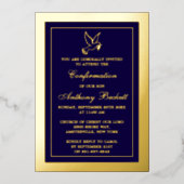 Elegant Dove Heilige Communie of Bevestiging Reële Folie Uitnodiging (Voorkant)