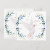 Elegant Dove & Olive Leaves Wedding Save the Date Kaart (Voorkant / Achterkant)