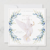 Elegant Dove & Olive Leaves Wedding Save the Date Kaart (Achterkant)